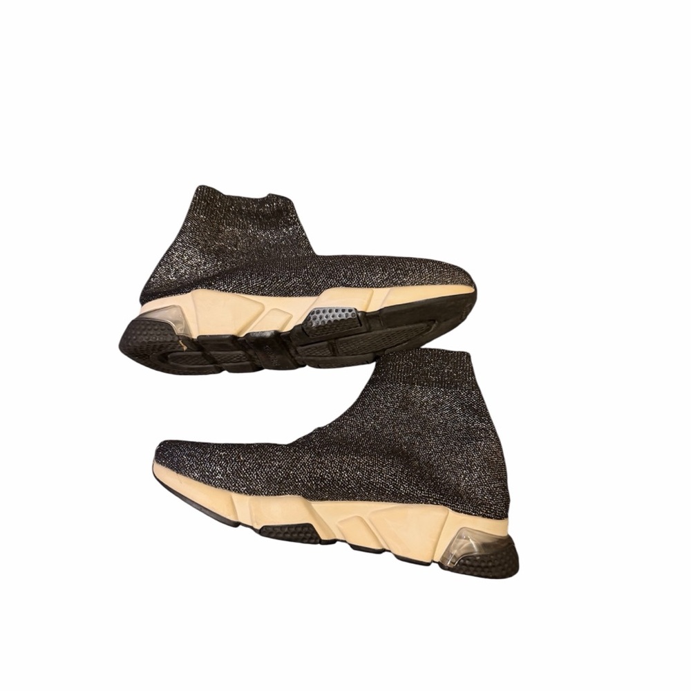 Balenciaga Women's Glitter Black Sock Sneakers - Picture 3 of 8